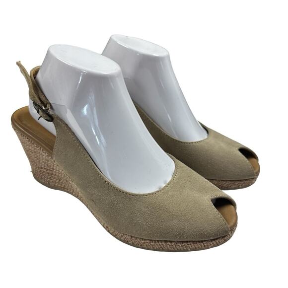 Tamaris Sandals Womens 41- US 9.5 Peep Toe Slingback Wedges - Picture 2 of 10